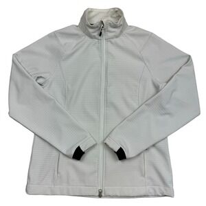 Lands' End Women's Full Zip Softshell Thermal Waffle Fleece Jacket White Size S